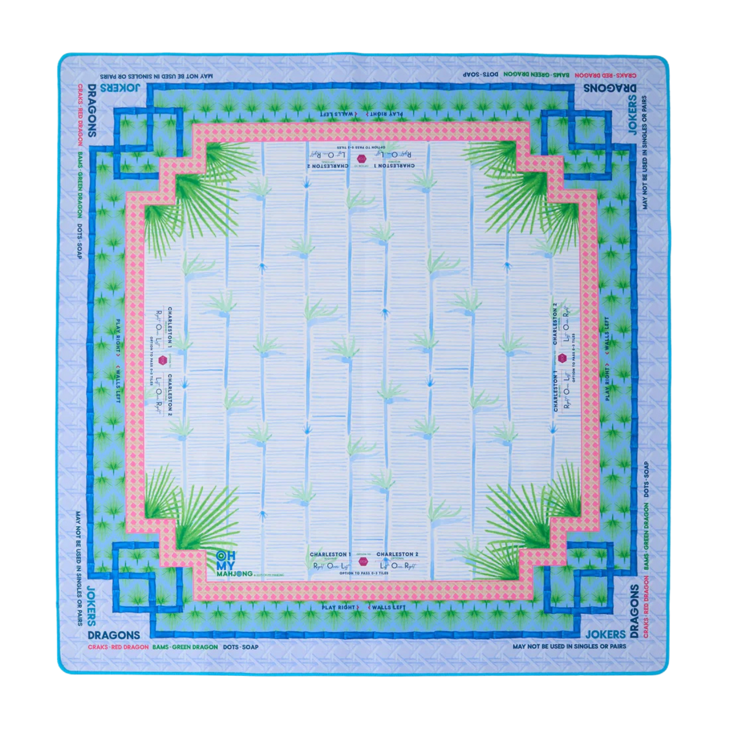 Board game mahjong mat with grid layout and decorative elements on a white background