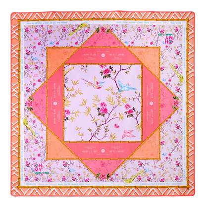 Floral patterned mahjong mat with decorative border