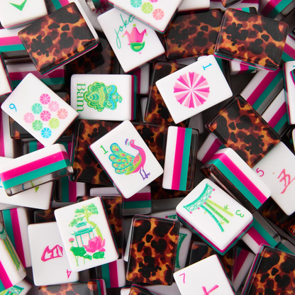 Collection of colorful game tiles with various patterns and designs.