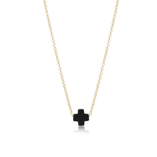 enewton 16" Necklace Gold Signature Cross, Onyx