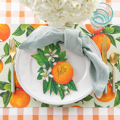 Orange Painted Check Paper Table Runner, Hester & Cook