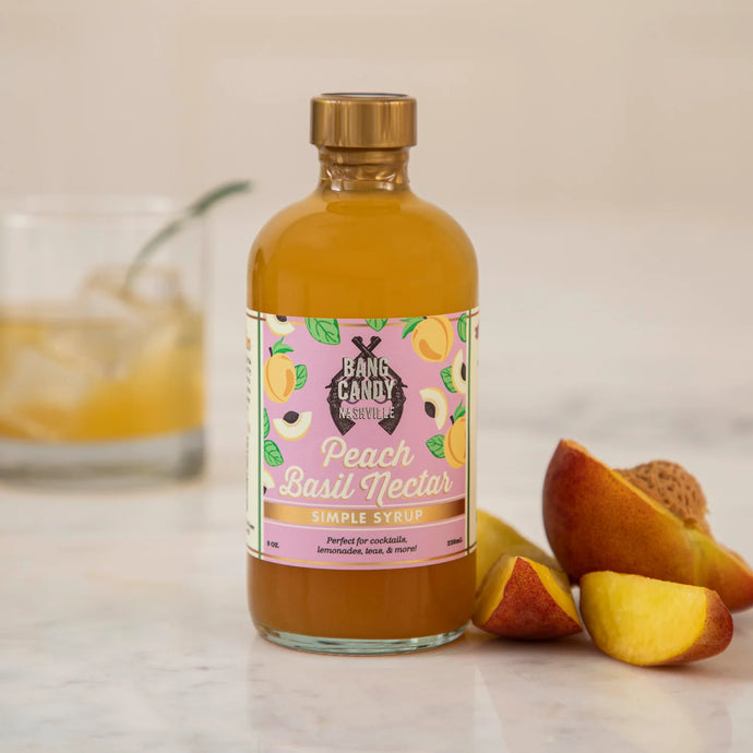 Peach Basil Nectar Simple Syrup - Hester & Cook
