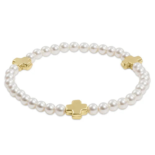 enewton Signature Cross Sincerity Pattern Pearl 4mm Bead Bracelet