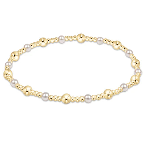 enewton Classic Gold Sincerity Pattern 4mm Bead Bracelet in Pearl