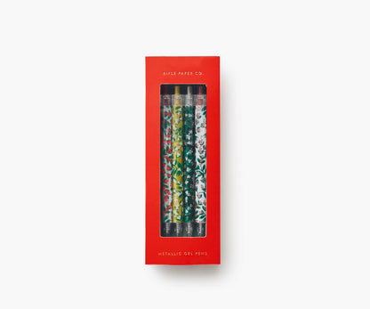 Rifle Paper Co. Mistletoe metallic Gel Pens, Set of 4