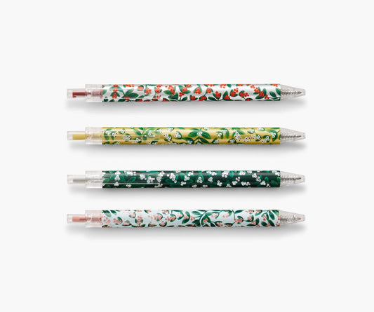 Rifle Paper Co. Mistletoe metallic Gel Pens, Set of 4
