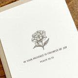 Peony Letterpress Flat Note Card