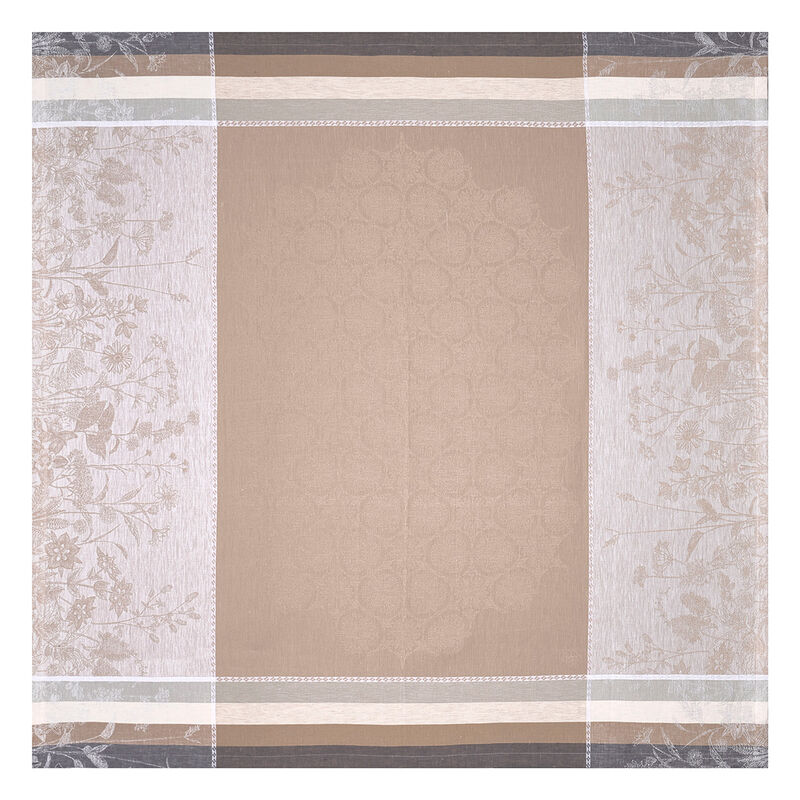 Le Jacquard Francais Instant Bucolique Beige Tablecloth 69" X 69"