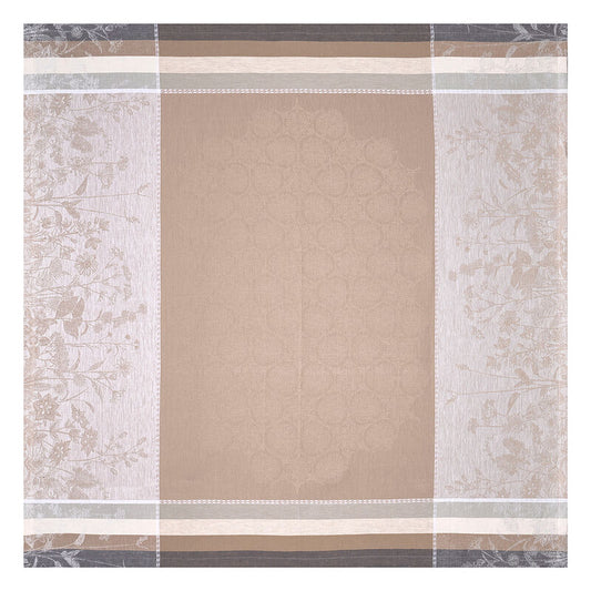 Le Jacquard Francais Instant Bucolique Beige Tablecloth 69" X 69"