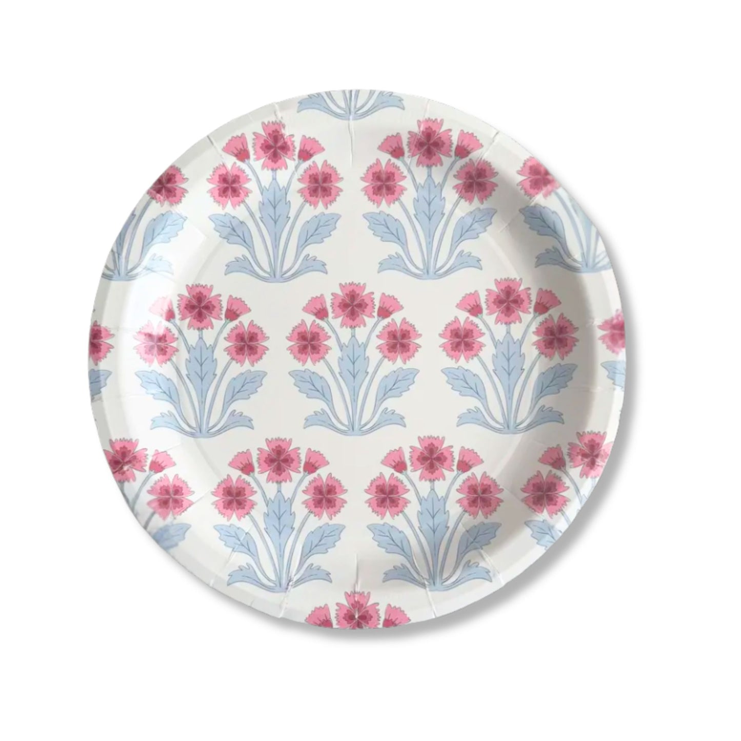 Pink & Blue Block Print Paper Dessert Plates
