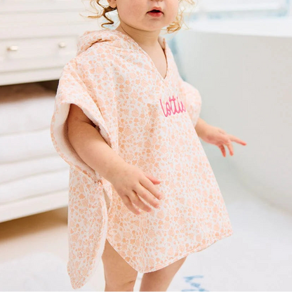 Percale Kids' Poncho in Pink Floral
