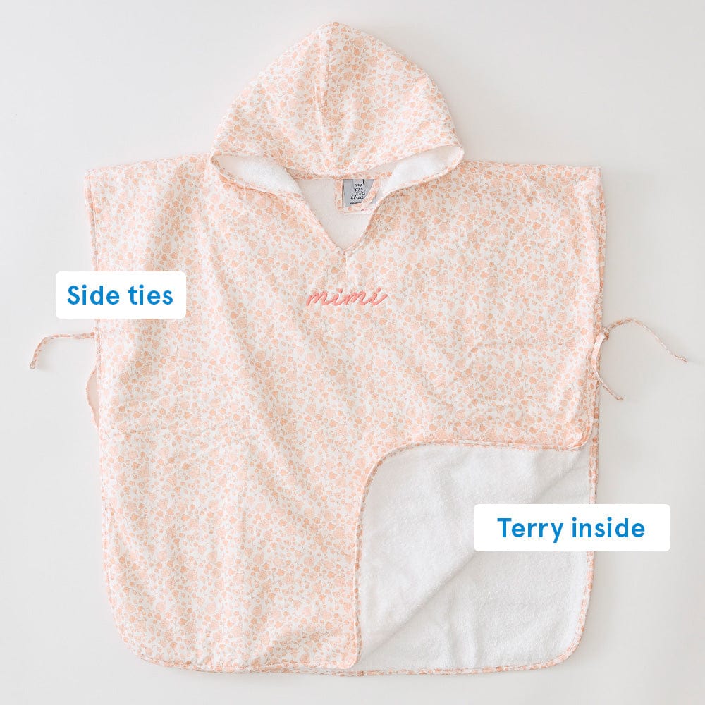 Percale Kids' Poncho in Pink Floral