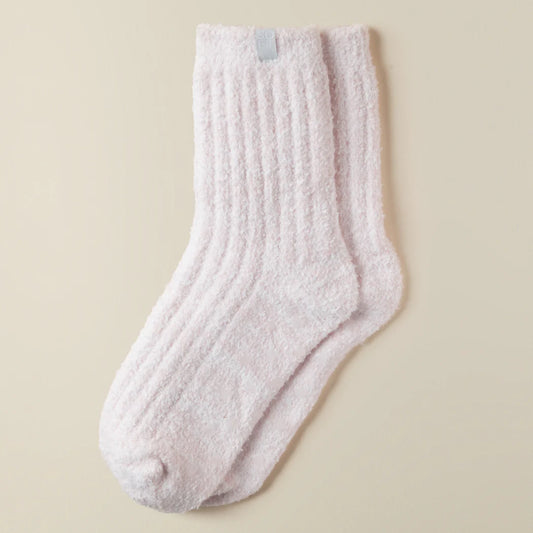 Blush Pink Heather Marshmallow Crew Socks
