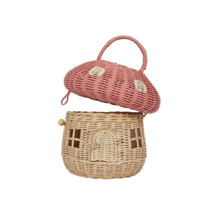 Musk Pink Rattan Mushroom Basket