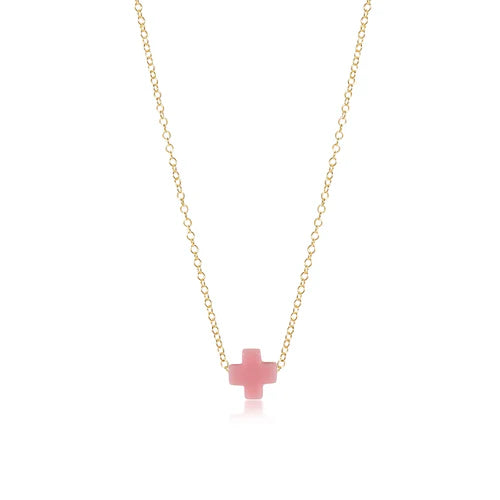 enewton 16" Necklace Gold Signature Cross, Pink