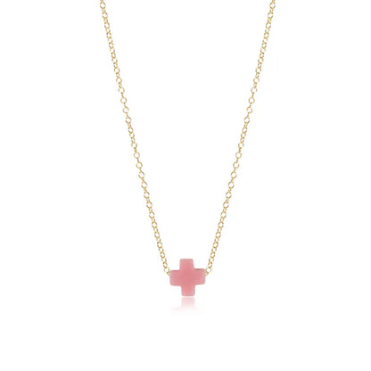 enewton 16" Necklace Gold Signature Cross, Pink