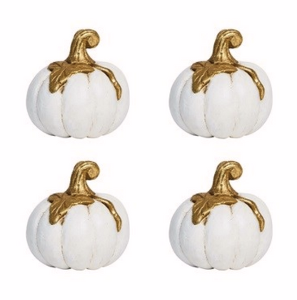 Juliska Forest Walk White & Gold Pumpkin Place Card Holders, Set of 4