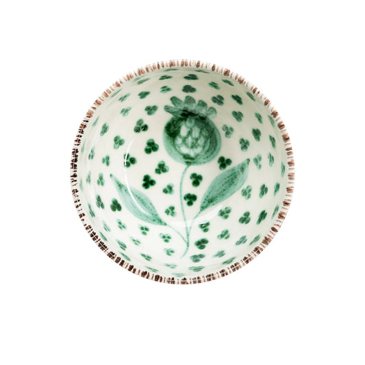 Soup Bowl in White and Green (4 pattern options)