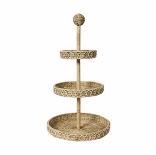 Provence Rattan 3-Tiered Shelving Unit, Whitewash | Juliska