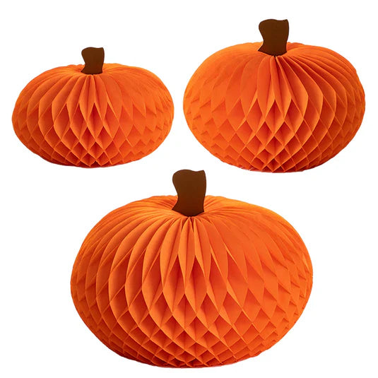 Honeycomb Pumpkins, Set of 3