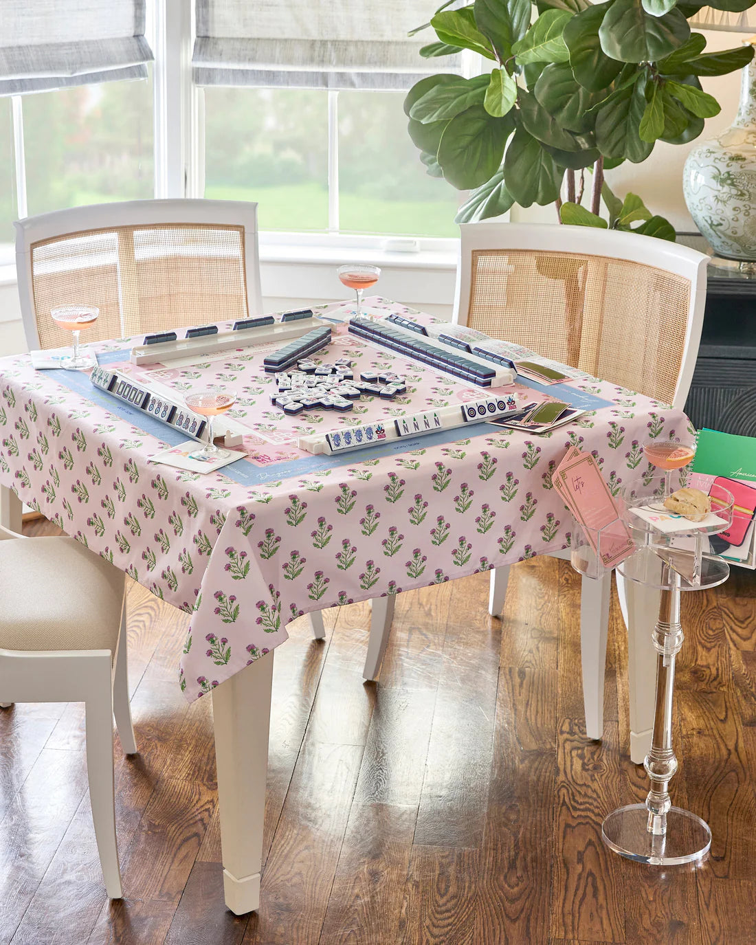 Purple Thistle Instructional Mahjong Tablecloth