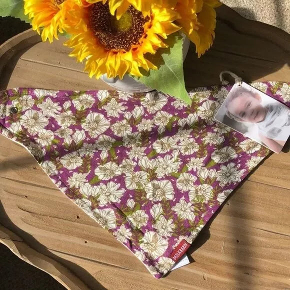 Bamboo Kerchief Bib Purple Floral, Milkbarn