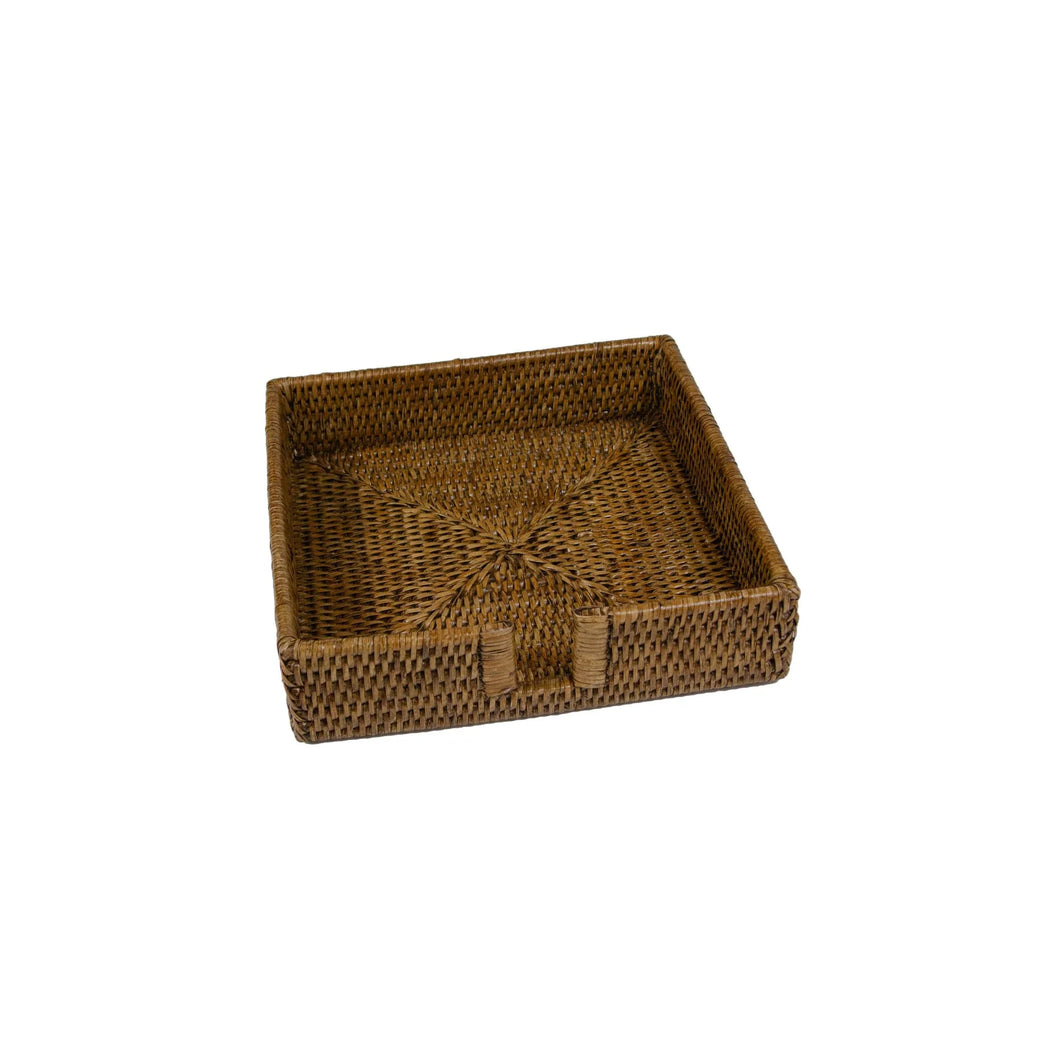 Rattan Dinner Napkin Holder in Dark Natural