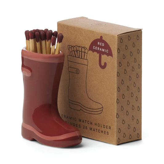 Wellington Boot Match Holder in Dark Red