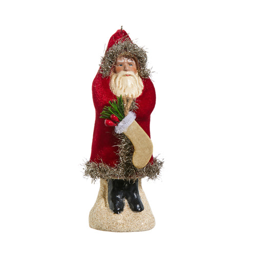 5.75" RED VELVET SANTA ORNAMENT