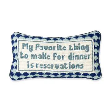 Needlepoint Pillow, "Reservations"