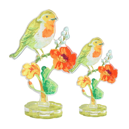 Robin and Nasturtiums Large Acrylic Flower