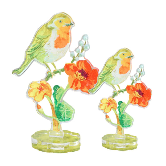 Robin and Nasturtiums Large Acrylic Flower