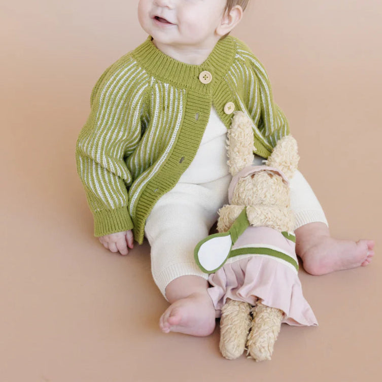 Cotton Brioche Cardigan in Green