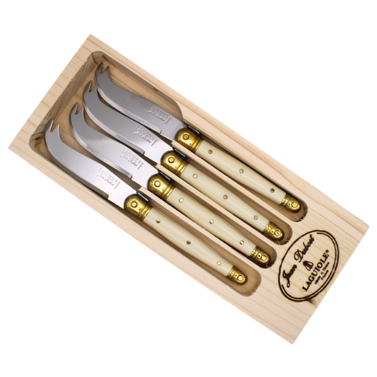 Jean Dubost Ivory & Brass Cheese Knives Set of 4