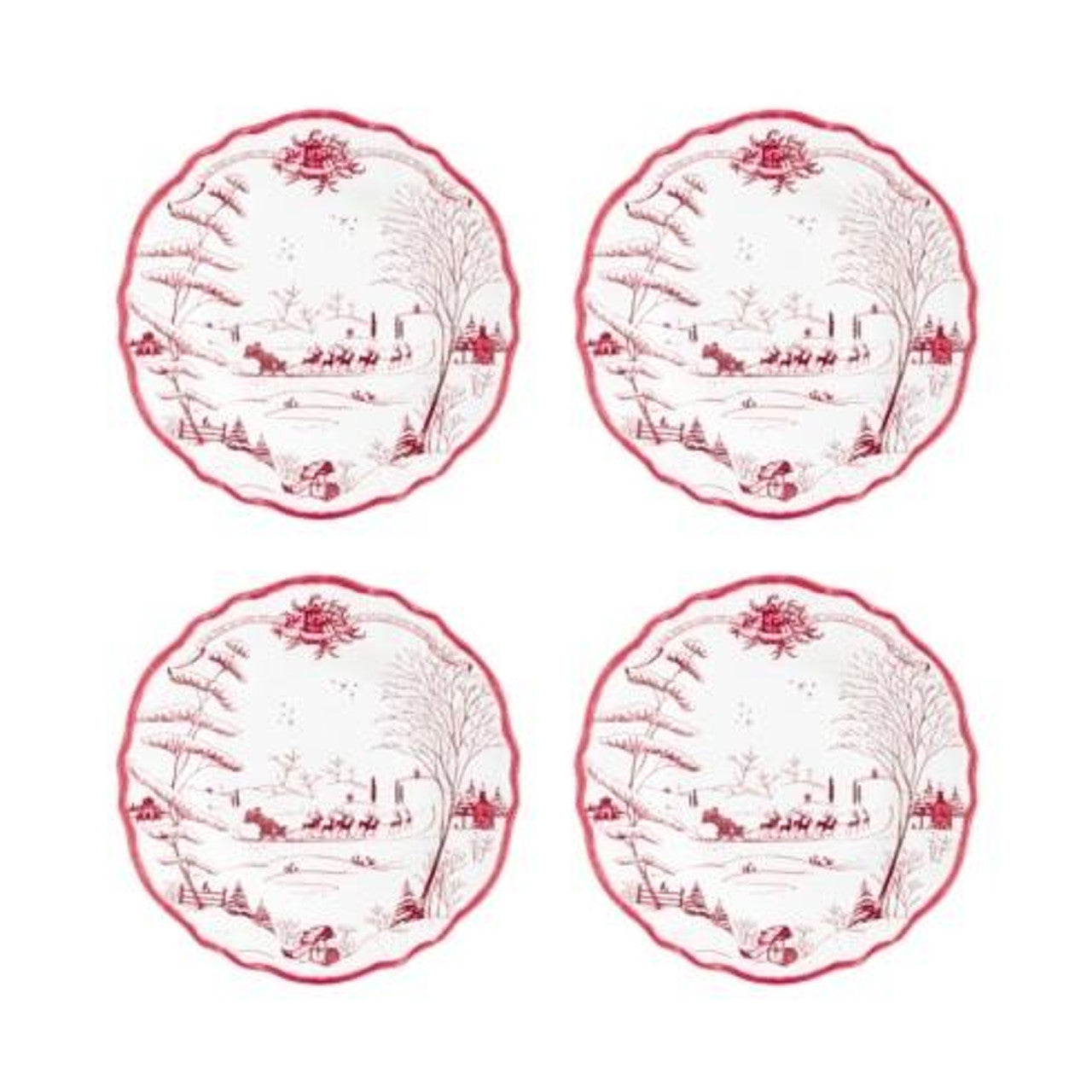 Juliska Country Estate Winter Frolic Ruby MELAMINE Salad Plates (Set of 4)