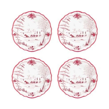 Juliska Country Estate Winter Frolic Ruby MELAMINE Salad Plates (Set of 4)