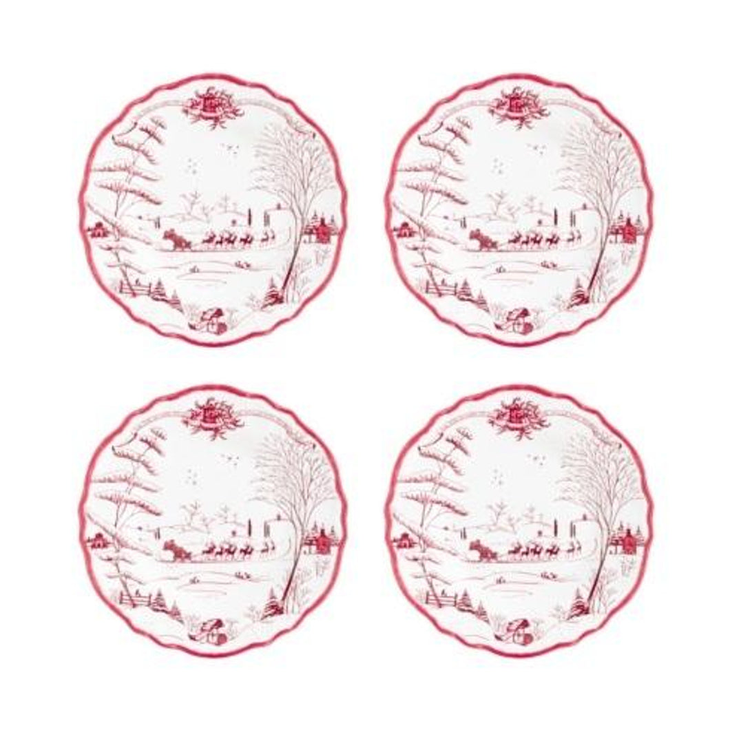 Country Estate Winter MELAMINE Salad Plates in Ruby - Set of 4