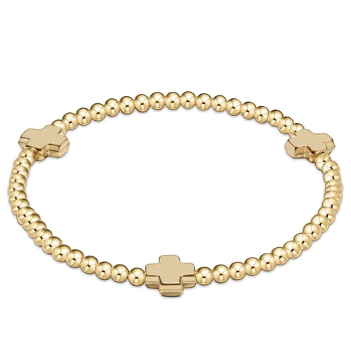 enewton Signature Cross Bracelet Gold 3mm Bead Bracelet