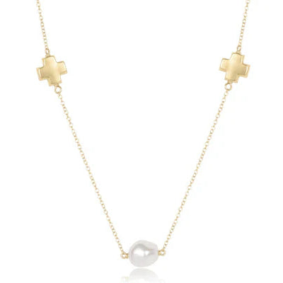 enewton 15" Choker Signature Cross Admire Simplicity Chain Gold Pearl