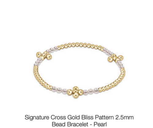 enewton Signature Cross Gold Bliss 2.5mm Bead Bracelet Gold - Pearl