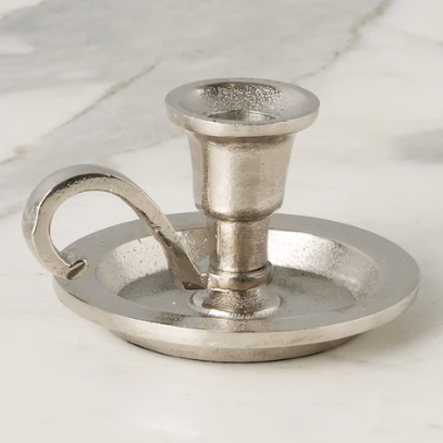 Silver Small Chamberstick Candle Holder