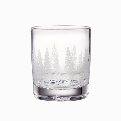 SINGLE Simon Pearce Engraved Forest Ascutney Double Old-Fashioned