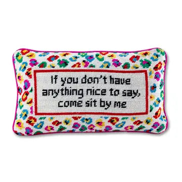 Needlepoint Pillow, "Come Sit By Me"