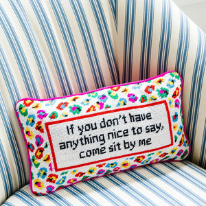 Needlepoint Pillow, "Come Sit By Me"