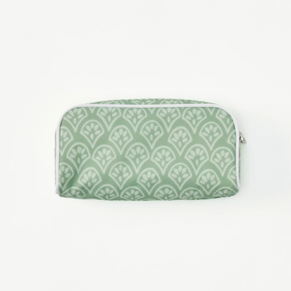 Patterned Toiletry Bag in Green Block Print