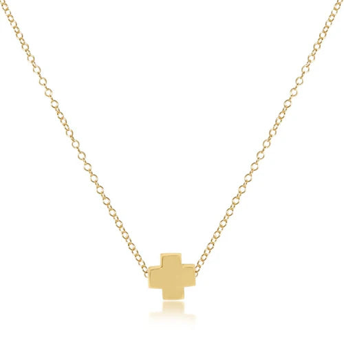 enewton 16" Necklace Gold Signature Cross, Small Gold | enewton