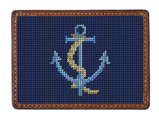 Anchored Needlepoint Credit Card Wallet, Smathers & Branson x Anne Neilson