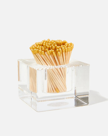 Square Acrylic Match Striker with Gold Matches
