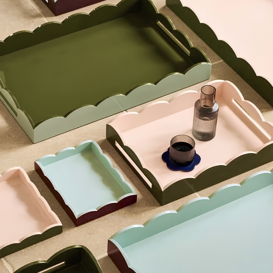 Cherry & Eau de Nil Small Scallop Tray