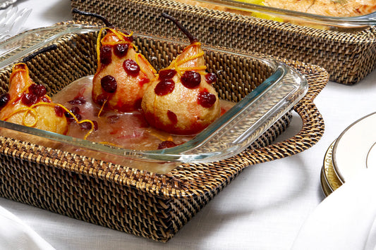 Square Rattan Basket & Glass Baker